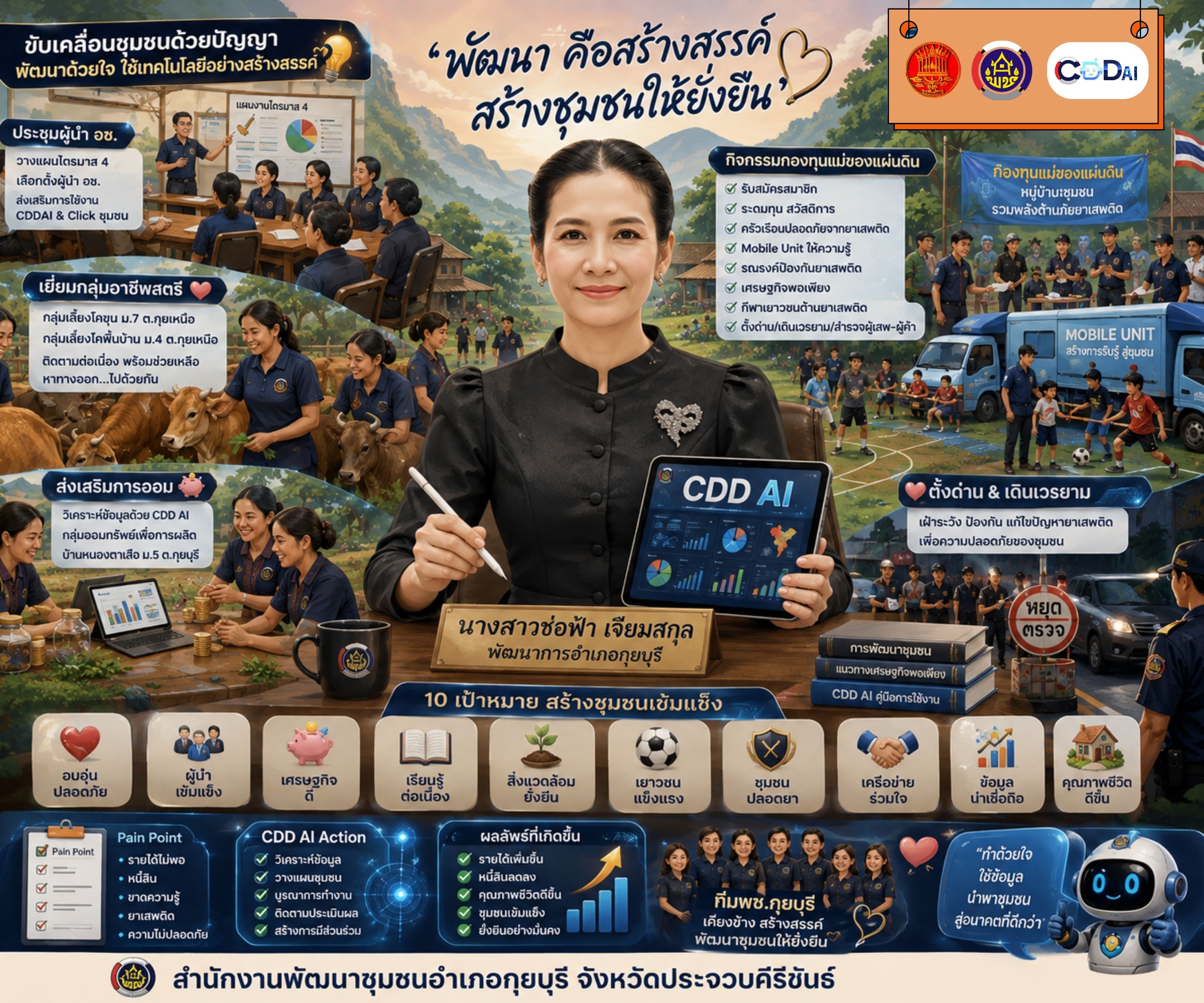 พช.กุยบุรี ขับเคลื่อนงานพัฒนาชุมชนยุคใหม่ “พัฒนา คือสร้างสรรค์ สร้างชุมชนให้ยั่งยืน” ด้วยพลัง CDD AI 